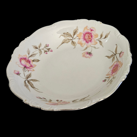 Vintage Edelstein Bavaria "Clairmont" Round Serving Bowl 8" Pink Floral Germany - Picture 1 of 4